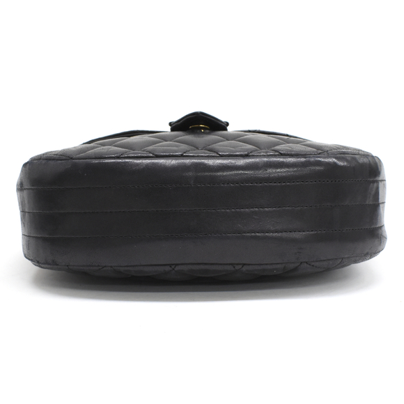 CHANEL Half Moon Chain Bag CocoMark Matelasse Flap Lambskin Black - Picture 4 of 9